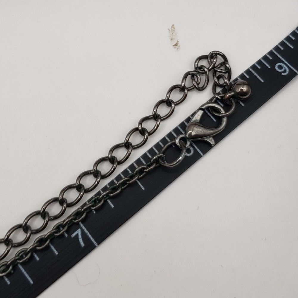 🔷️Grey Silver Tone Statement Necklace Bar Design - Picture 8 of 9